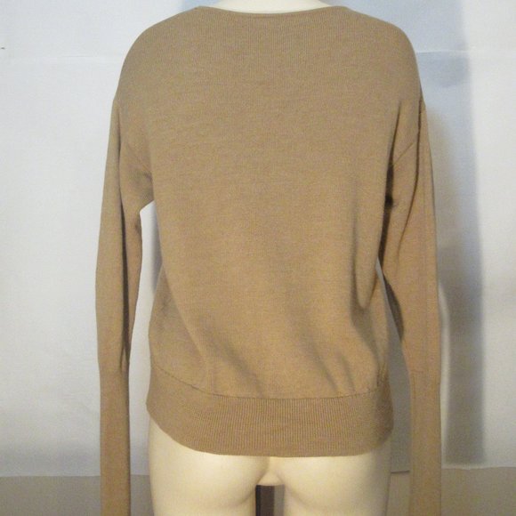 Aritzia Wilfred 100% Merino Wool Women's Sweater Sandy Beige V neck Size Small - Picture 4 of 9